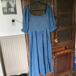 Gap Denim Smocked Dress L